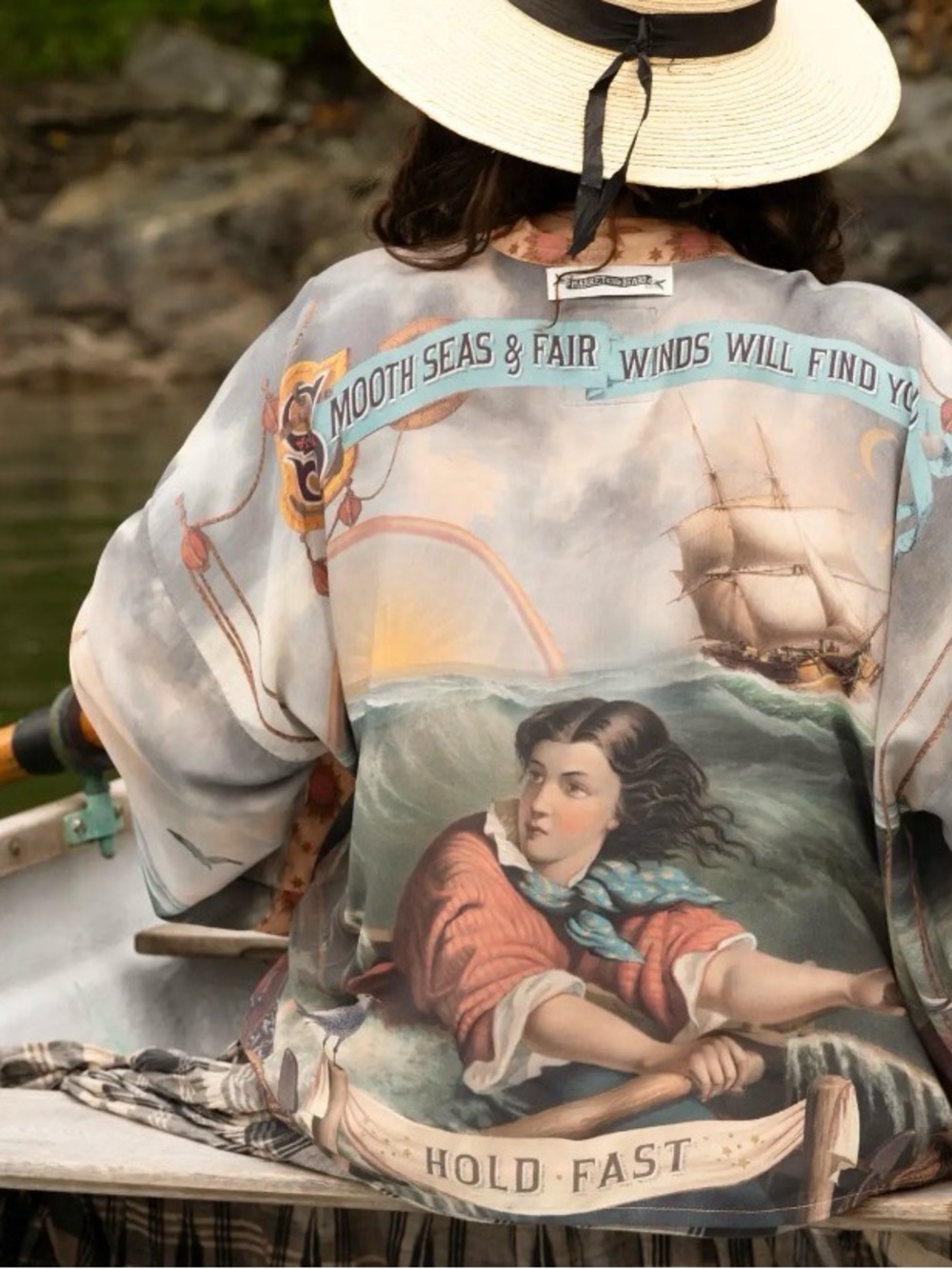 Market of Stars Hold Fast Pixie Duster Nautical Cropped Kimono NWT